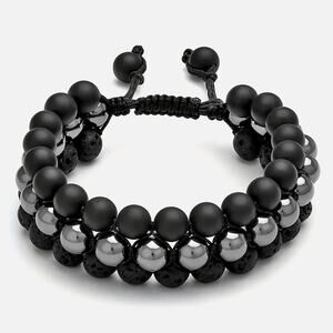 Unisex 3 Row Natural Stone Beaded Bracelet Frosted Stone